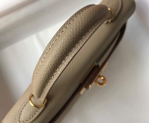 Replica Hermes Kelly Bag Hermes 19CM Epsom Shoulder Mini Bag Apricot 20466 7