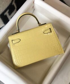 Replica Hermes Kelly Bag Designer Hermes 19CM Shoulder Mini Bag Yellow 20451 2