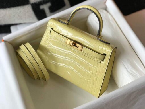 Replica Hermes Kelly Bag Designer Hermes 19CM Shoulder Mini Bag Yellow 20451 3