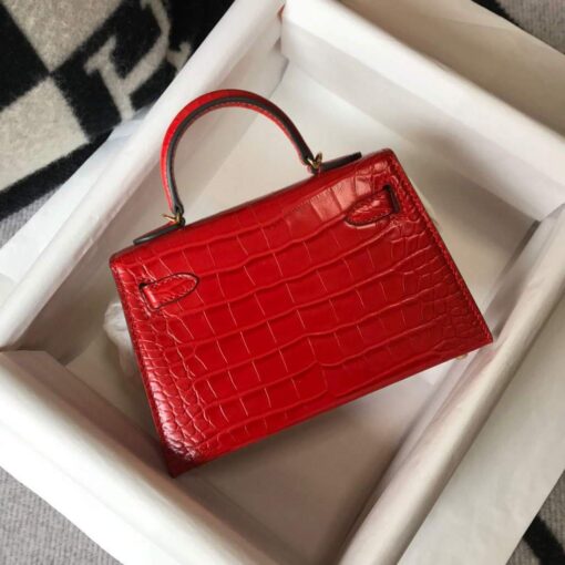 Replica Hermes Kelly Bag Designer Hermes 19CM Shoulder Mini Bag Red 20454 2