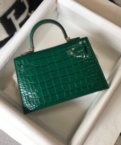 Replica Hermes Kelly Bag Designer Hermes 19CM Shoulder Mini Bag Green 20452 2