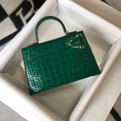 Replica Hermes Kelly Bag Designer Hermes 19CM Shoulder Mini Bag Green 20452 2