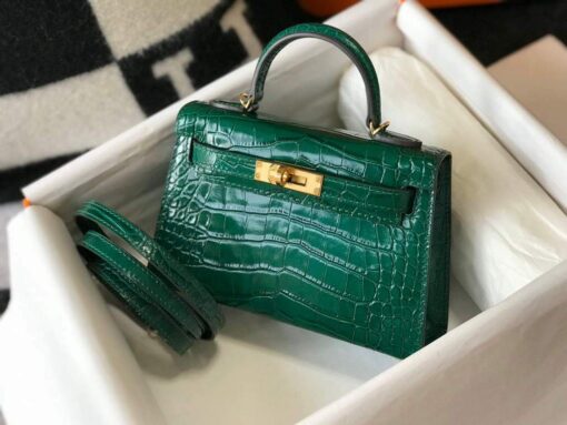 Replica Hermes Kelly Bag Designer Hermes 19CM Shoulder Mini Bag Green 20452 3