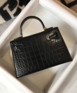 Replica Hermes Kelly Bag Designer Hermes 19CM Shoulder Mini Bag Black 20450 2