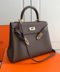 Replica Hermes Kelly Danse 20317 Designer Tote Shoulder Strap Bag Dark Gray