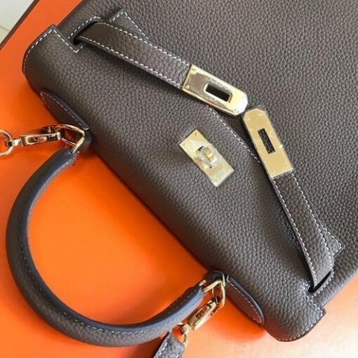 Replica Hermes Kelly Danse 20317 Designer Tote Shoulder Strap Bag Dark Gray 3