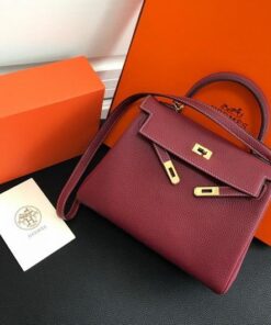 Replica Hermes Kelly Danse 20314 Designer Tote Shoulder Strap Bag Wine Red 2