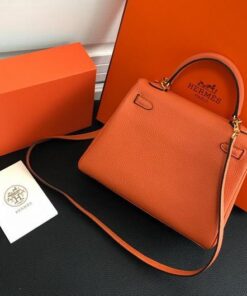 Replica Hermes Kelly Danse 20313 Designer Tote Shoulder Strap Bag Orange 2