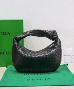 Replica Bottega Veneta BV 690225 Teen Jodie intrecciato leather shoulder bag Black 2