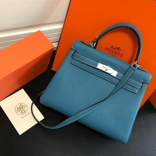 Replica Hermes Kelly Danse 20310 Designer Tote Shoulder Strap Bag Blue 6