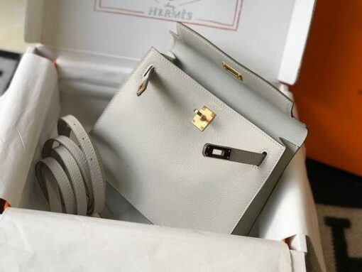 Replica Hermes Kelly Danse 22cm Leather Bag 20360 Gray 4