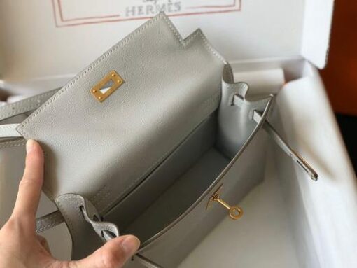 Replica Hermes Kelly Danse 22cm Leather Bag 20360 Gray 8