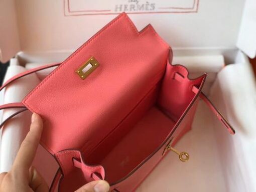 Replica Hermes Kelly Danse 22cm Leather Bag 20359 Pink 8