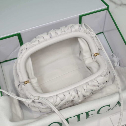 Replica BV 585852 Bottega Veneta Mini Pouch intrecciato leather clutch with strap White 8