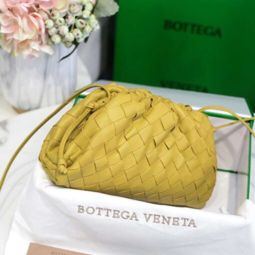 Replica BV 585852 Bottega Veneta Mini Pouch intrecciato leather clutch with strap Yellow 2