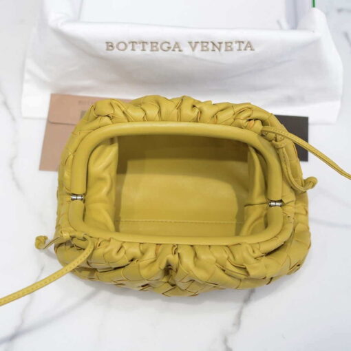 Replica BV 585852 Bottega Veneta Mini Pouch intrecciato leather clutch with strap Yellow 7