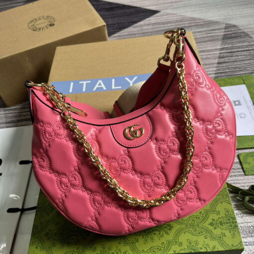 Replica Gucci 739709 GG Matelassé Small Shoulder Bag Rose pink 3