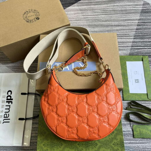 Replica Gucci 739709 GG Matelassé Small Shoulder Bag Orange