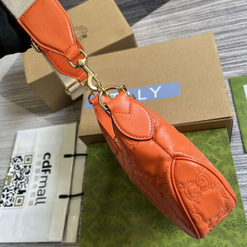 Replica Gucci 739709 GG Matelassé Small Shoulder Bag Orange 2