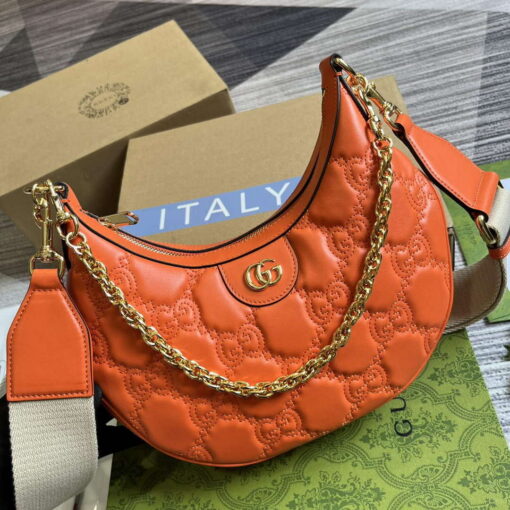 Replica Gucci 739709 GG Matelassé Small Shoulder Bag Orange 3