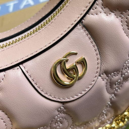 Replica Gucci 739709 GG Matelassé Small Shoulder Bag Pink 4