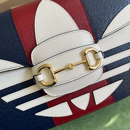 Replica Gucci 602204 Adidas X Gucci Gucci Horsebit 1955 Small Bag Navy& White 4