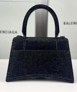 Replica Balenciaga 59283328 Hourglass Top Handle in Black Suede Calfskin with Rhinestones 2