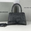 Replica Balenciaga 59283328 Hourglass Top Handle in Black Suede Calfskin with Rhinestones 10