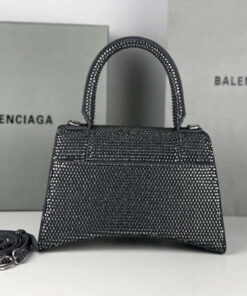 Replica Balenciaga 59283328 Hourglass Top Handle in Gray Suede Calfskin with Rhinestones 2