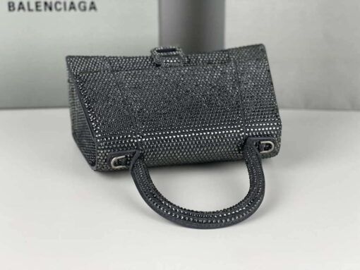 Replica Balenciaga 59283328 Hourglass Top Handle in Gray Suede Calfskin with Rhinestones 9