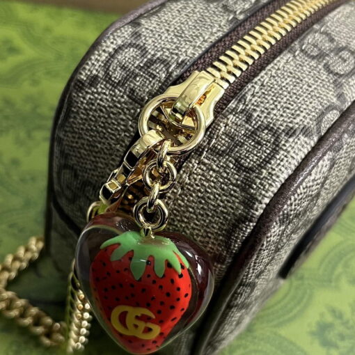 Replica Gucci 726252 Strawberry Coin Purse with Double G Brown 6