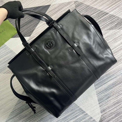 Replica Gucci 725683 Large Tote Bag With Tonal Double G Black 3