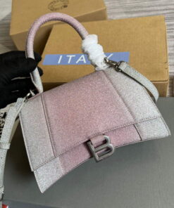 Replica Balenciaga 593546 Flash drilling Hourglass Small Top Handle Bag Pink