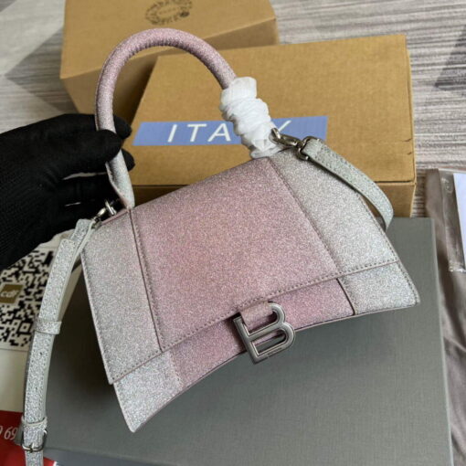 Replica Balenciaga 593546 Flash drilling Hourglass Small Top Handle Bag Pink