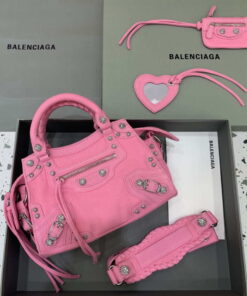 Replica Balenciaga 700451210B Neo Cagole City Handbag in Denim Rose Red