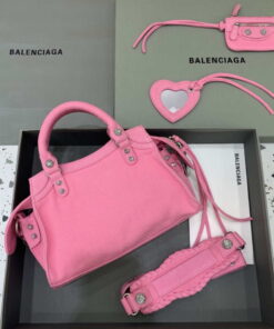 Replica Balenciaga 700451210B Neo Cagole City Handbag in Denim Rose Red 2