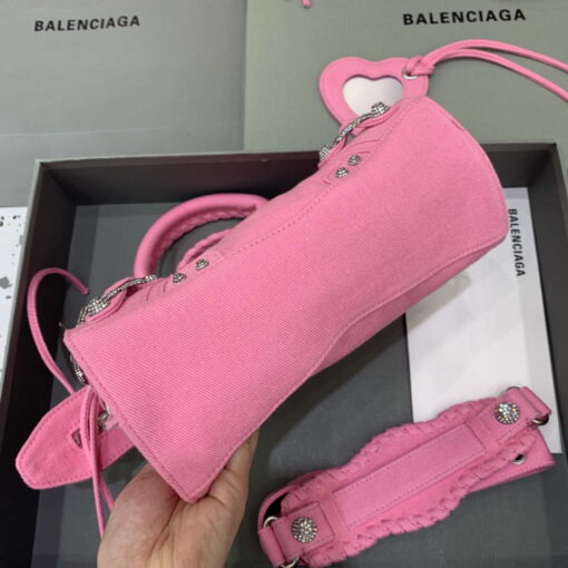 Replica Balenciaga 700451210B Neo Cagole City Handbag in Denim Rose Red 4