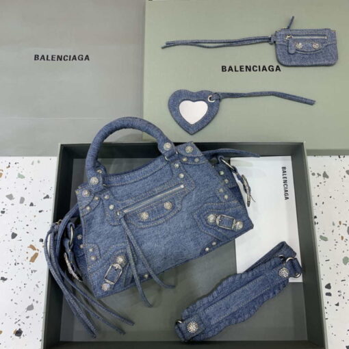 Replica Balenciaga 700451210B Neo Cagole City Handbag in Denim Blue