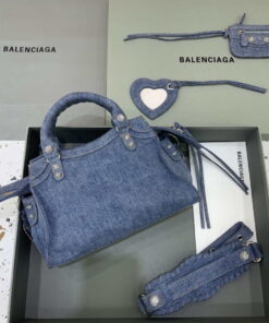 Replica Balenciaga 700451210B Neo Cagole City Handbag in Denim Blue 2