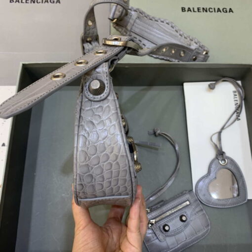 Replica Balenciaga 6940271VG9 Le Cagole Mini Multipouch in Gray Crocodile 3