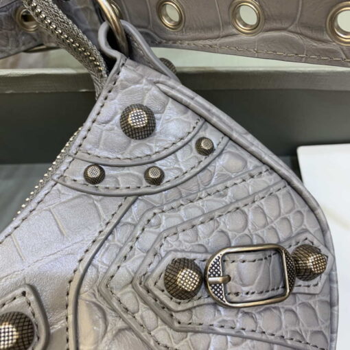 Replica Balenciaga 6940271VG9 Le Cagole Mini Multipouch in Gray Crocodile 5