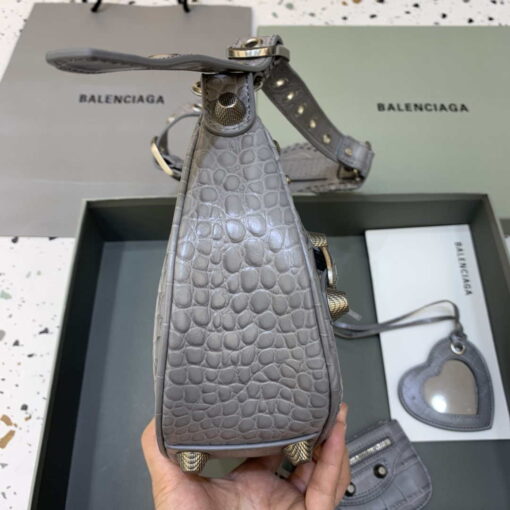 Replica Balenciaga 67130723 Le Cagole Small Shoulder Bag Crocodile Embossed In Gray 3