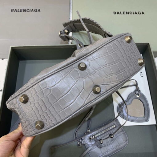 Replica Balenciaga 67130723 Le Cagole Small Shoulder Bag Crocodile Embossed In Gray 4