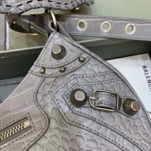 Replica Balenciaga 67130723 Le Cagole Small Shoulder Bag Crocodile Embossed In Gray 5