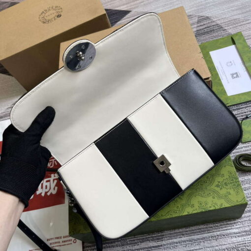 Replica Gucci 739721 Petite GG Small Shoulder Bag Black and white 6