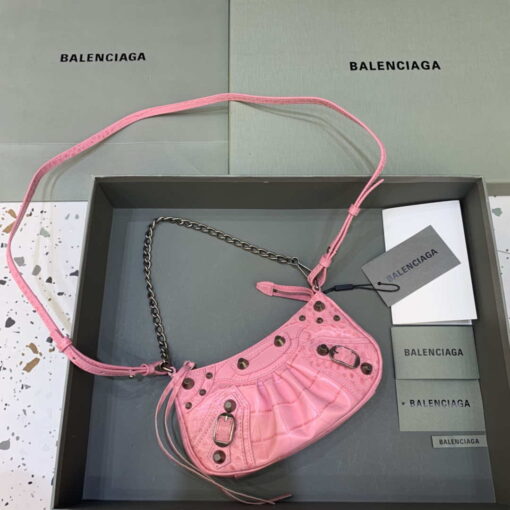 Replica Balenciaga 6940271VG9 Le Cagole Mini Multipouch in Pink Crocodile