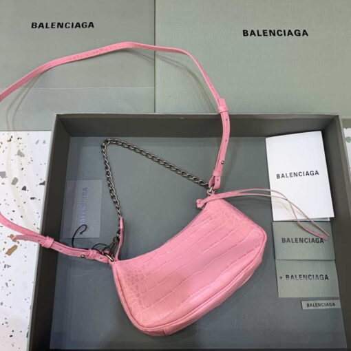 Replica Balenciaga 6940271VG9 Le Cagole Mini Multipouch in Pink Crocodile 2