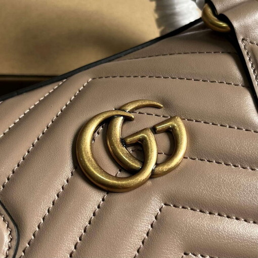 Replica Gucci 746319 GG Marmont Small Top Handle Bag Milk tea 5