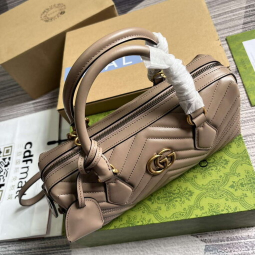 Replica Gucci 746319 GG Marmont Small Top Handle Bag Milk tea 6