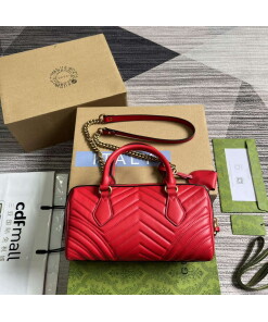 Replica Gucci 746319 GG Marmont Small Top Handle Bag Red